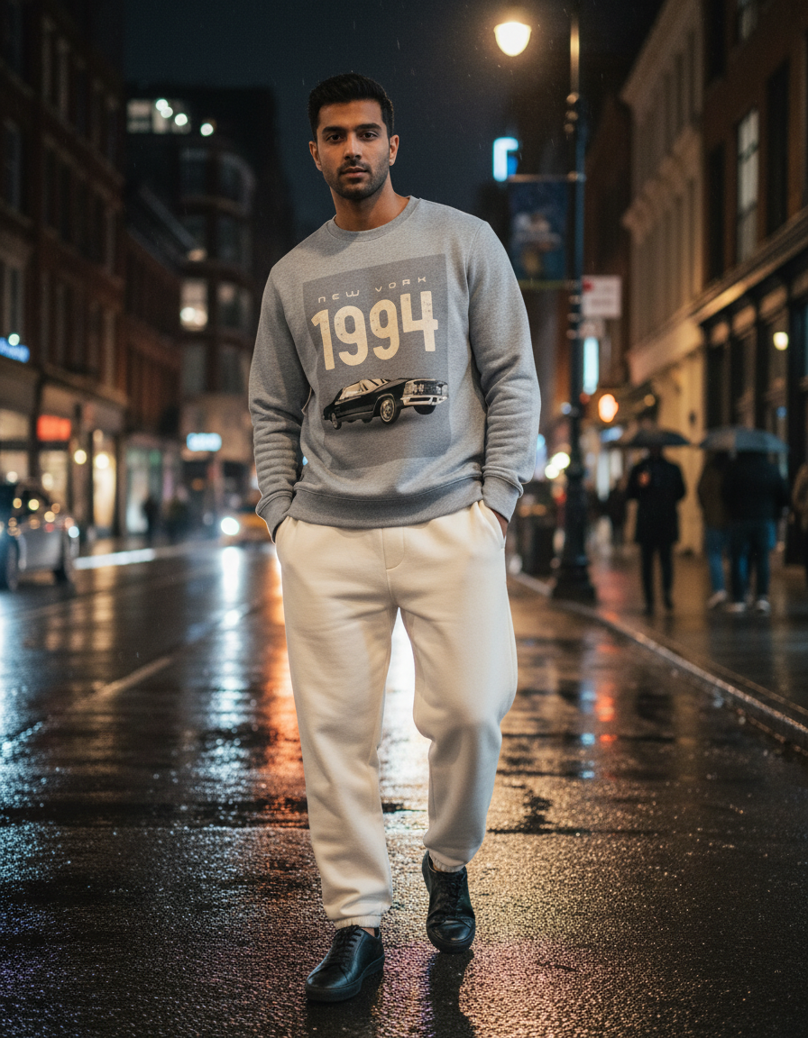 Cinematic Night Street New Yorker Sweatshirt Mockup