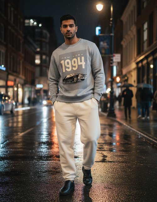 Cinematic Night Street New Yorker Sweatshirt Mockup
