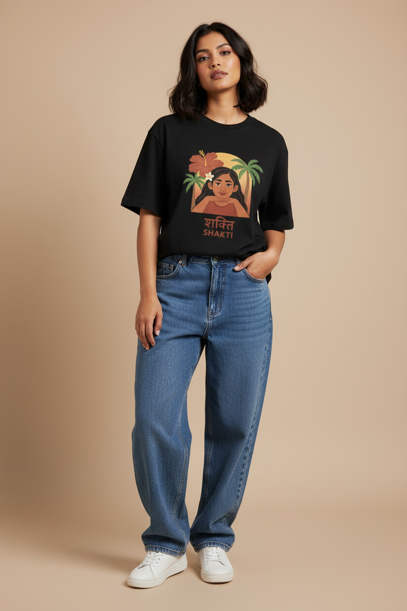 Shakti Tee Editorial with Baggy Jeans